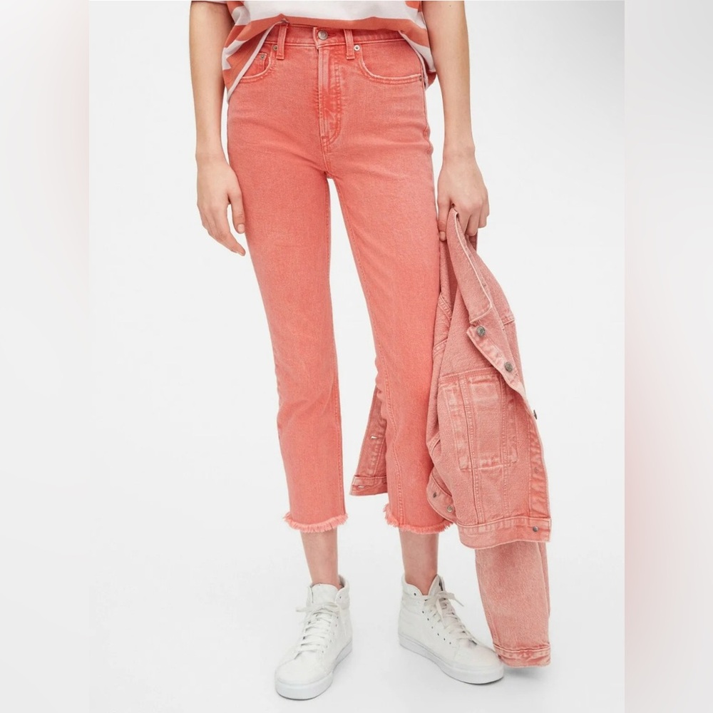 GAP Women's High Rise Cigarette Jeans in Coral